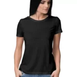 Women’s Round Neck T-shirt | Relaxed Fit Pure Cotton T-shirt - Black