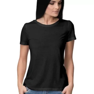 Women’s Round Neck T-shirt | Relaxed Fit Pure Cotton T-shirt - Black