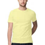 Butter Yellow Mens Round Neck T-shirt