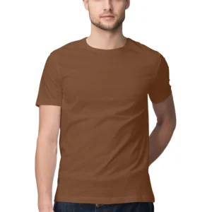 Coffee Brown Mens Round Neck T-shirt