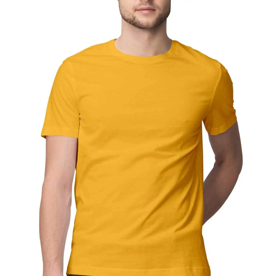 Golden Yellow Mens Round Neck T-shirt