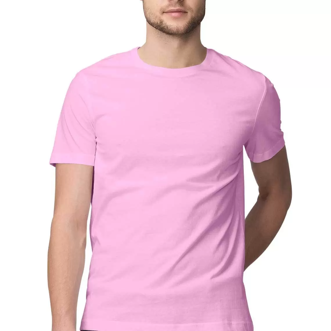 Light Pink Mens Round Neck T-shirt