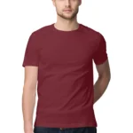 Maroon Grey Mens Round Neck T-shirt