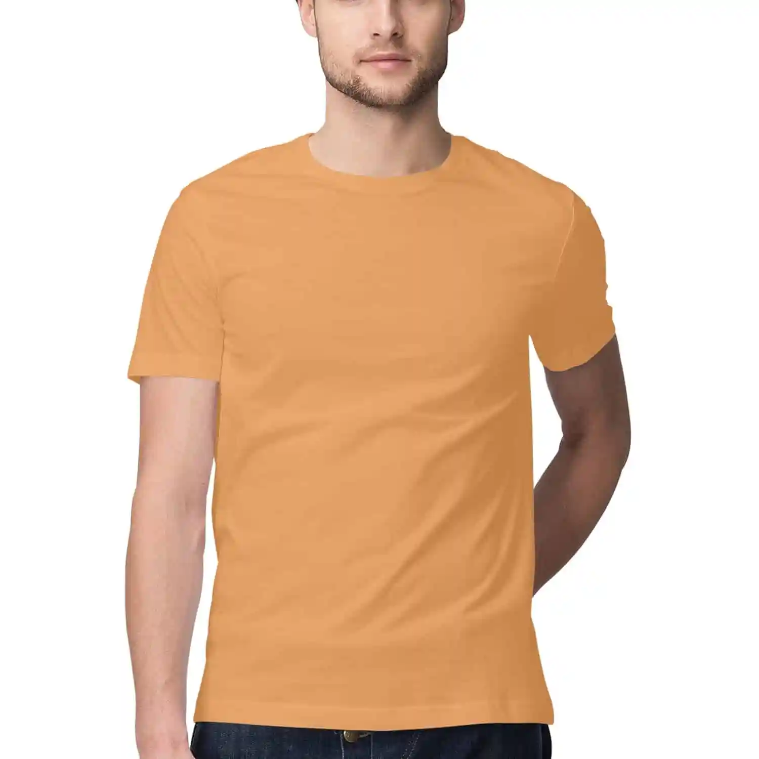 Mustard Yellow Mens Round Neck T-shirt