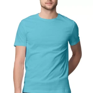 Sky Blue Mens Round Neck T-shirt