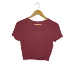 Women’s Crop Tops | Bio Finish Slim Fit Crop T-shirt - Maroon