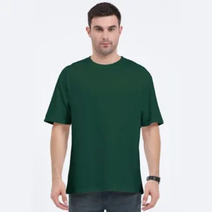Oversized T-shirts | Collar Tshirts | Half Sleeves | Plain-Regular Fit - Green