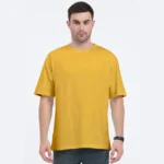 Oversized T-shirts | Collar Tshirts | Half Sleeves | Plain-Regular Fit - Mustard Yellow