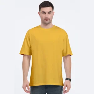 Oversized T-shirts | Collar Tshirts | Half Sleeves | Plain-Regular Fit - Mustard Yellow