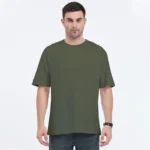 Oversized T-shirts | Collar Tshirts | Half Sleeves | Plain-Regular Fit - Olive Green