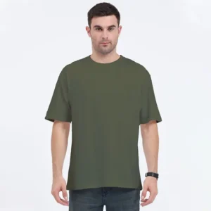Oversized T-shirts | Collar Tshirts | Half Sleeves | Plain-Regular Fit - Olive Green