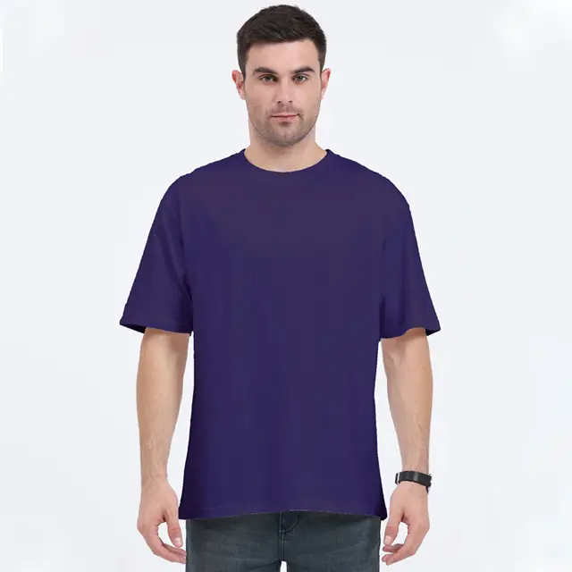 Oversized T-shirts | Collar Tshirts | Half Sleeves | Plain-Regular Fit - Purple