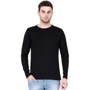 Men’s Long Sleeve T-shirt| Collar Tshirts | Half Sleeves | Plain-Regular Fit - Black