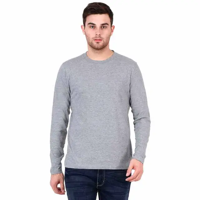 Men’s Long Sleeve T-shirt| Collar Tshirts | Half Sleeves | Plain-Regular Fit - Marenga Grey