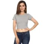 Women’s Crop Tops | Bio Finish Slim Fit Crop T-shirt - Melange Grey