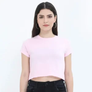 Women’s Crop Tops | Bio Finish Slim Fit Crop T-shirt - Light Pink