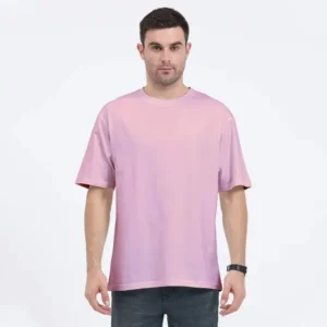 Oversized T-shirts | Collar Tshirts | Half Sleeves | Plain-Regular Fit - Light Pink