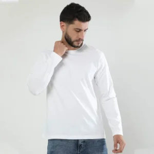 Men’s Long Sleeve T-shirt| Collar Tshirts | Half Sleeves | Plain-Regular Fit - White