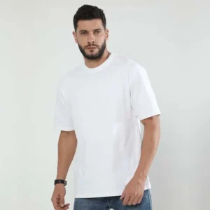 Oversized T-shirts | Collar Tshirts | Half Sleeves | Plain-Regular Fit - White