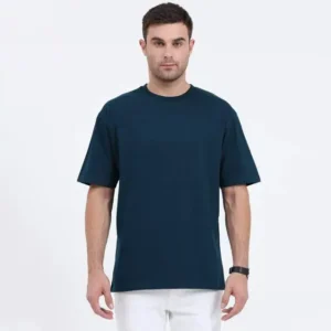 Oversized T-shirts | Collar Tshirts | Half Sleeves | Plain-Regular Fit - Petrol Blue