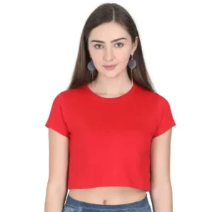 Women's Slim Fit Crop Top (Red) — Bio Finish Crop T-Shirt