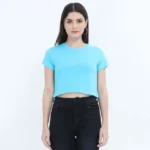 Womens Crop Tops | Bio Finish Slim Fit Crop T-shirt - Sky Blue