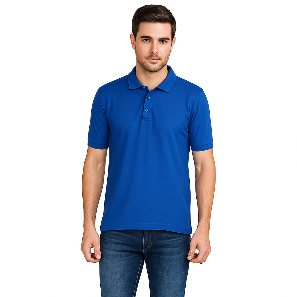 blue men's polo tshirt