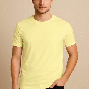 Butter Yellow Mens Round Neck T-shirt