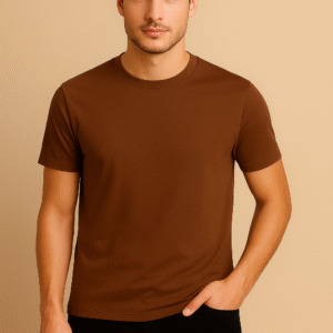 Coffee Brown Mens Round Neck T-shirt