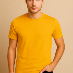 Golden Yellow Mens Round Neck T-shirt