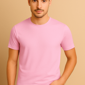 Light Pink Mens Round Neck T-shirt