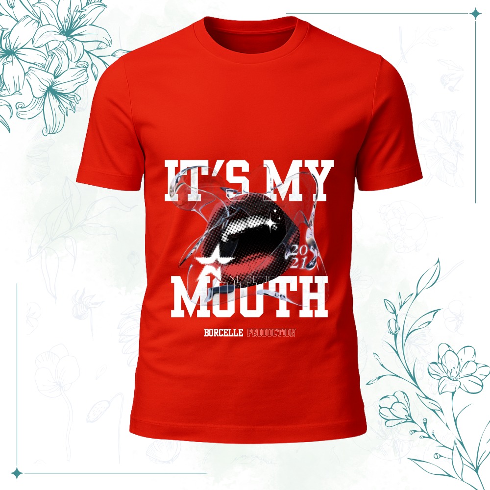 Mouth Printed Red T-Shirt for Men – Casual Wear