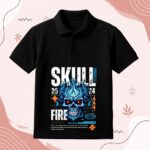 Skull Fire Printed Black T-Shirt for Men – Casual Wear