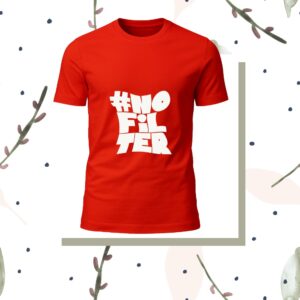 No Filter Printed Red T-Shirt for Men – Casual Wear