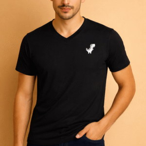 V Neck T-shirts | Collar Tshirts | Half Sleeves | Plain-Regular Fit - Black
