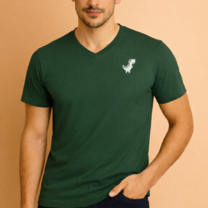V Neck T-shirts | Collar Tshirts | Half Sleeves | Plain-Regular Fit - Olive Green