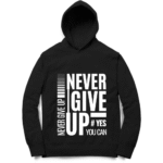 Printed Never Black Hoodie for Men – Winter Casual Wear