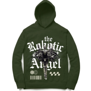 Printed Angel Green Hoodie for Men – Winter Casual Wear