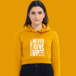 Printed Yellow Crop Hoodie